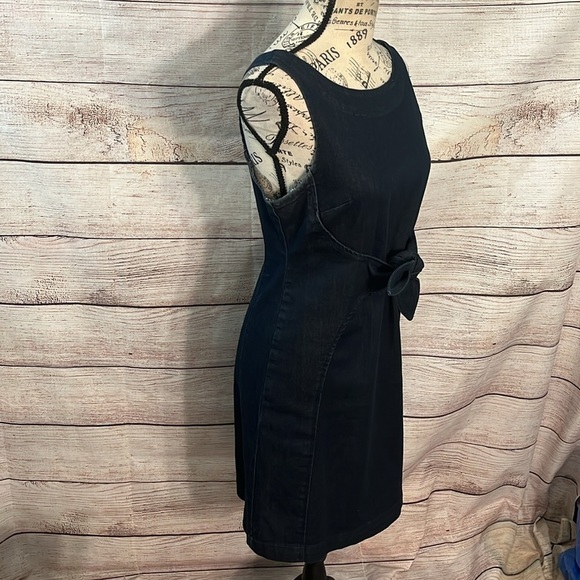 Anthropologie Holding Horses Clara Denim Dress Tie Front Bow Blue Size 4 Petite - Picture 5 of 11